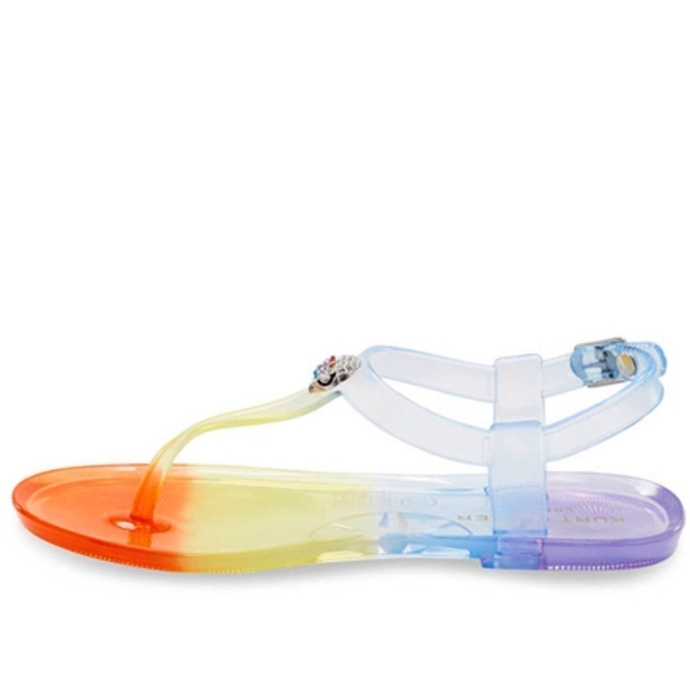 Kurt Geiger Kids Mini Maddison Multicolor Rainbow Coastal Jelly Thong Sandals - Picture 9 of 14